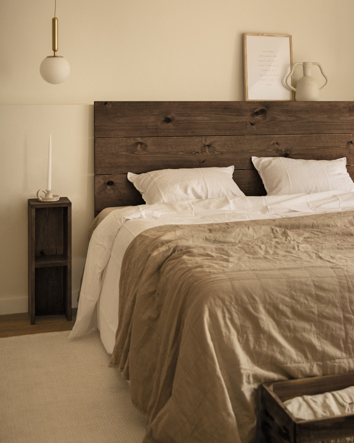 Pack of 2 solid wood nightstands or auxiliary tables in walnut tone 60x20cm