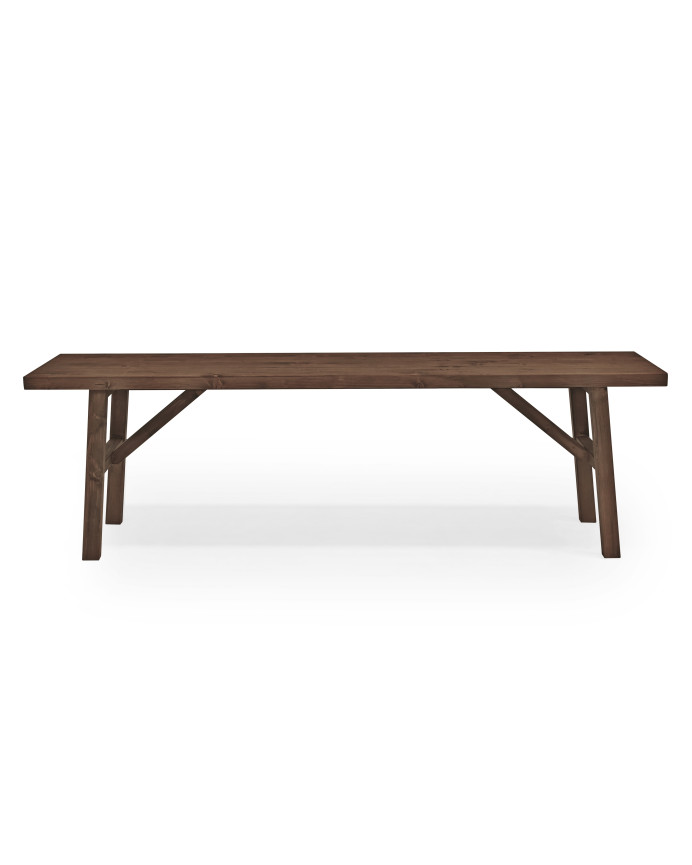 Solid walnut tone wooden bench of various sizes
