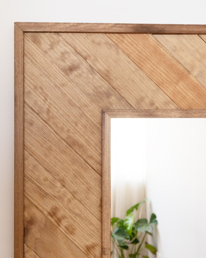 Solid dark oak wood effect mirror measuring 163x84cm