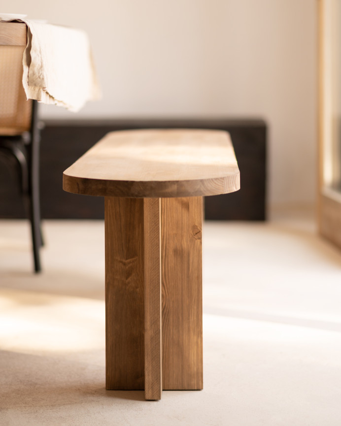 Solid dark oak wood bench in various sizes