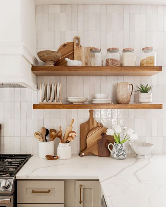Solid wood floating shelf with dark oak finish in various sizes