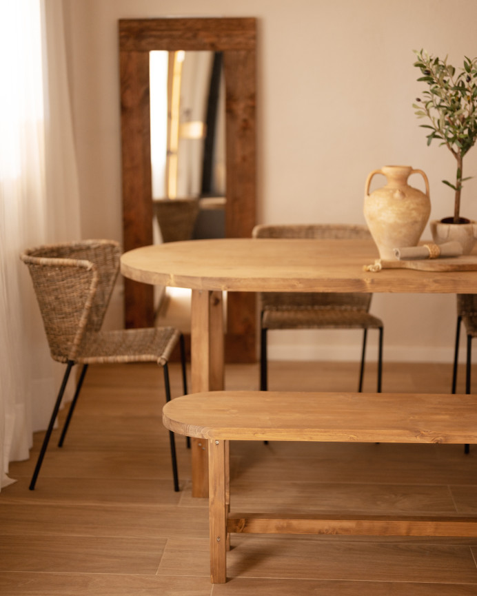 Solid wood bench in a dark oak tone of various sizes