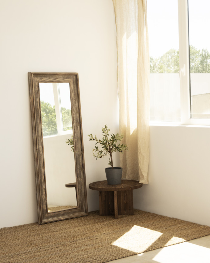 Solid wood rectangular mirror finished in walnut in various sizes