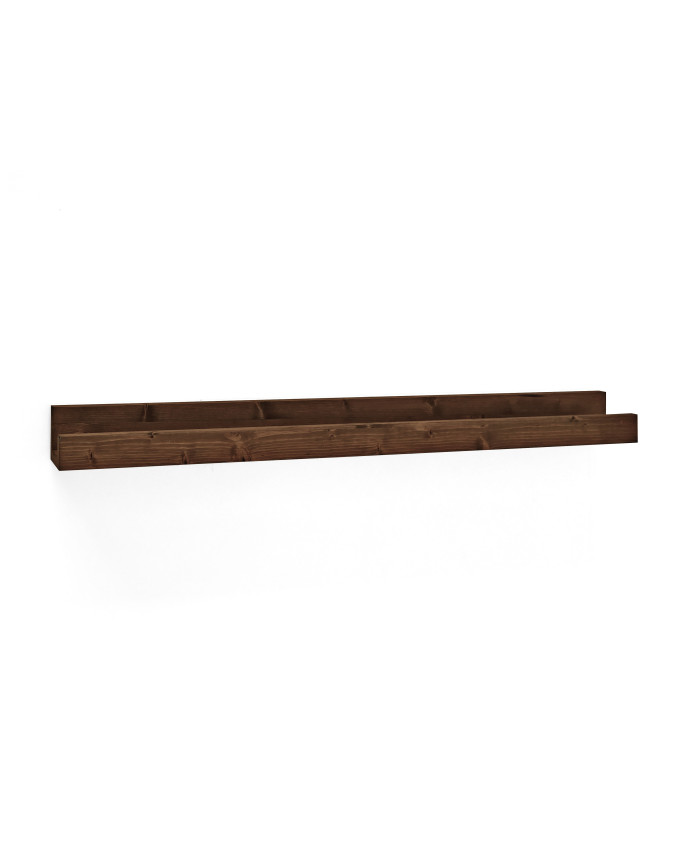 Pack 2 solid walnut tone floating wooden shelves in various sizes