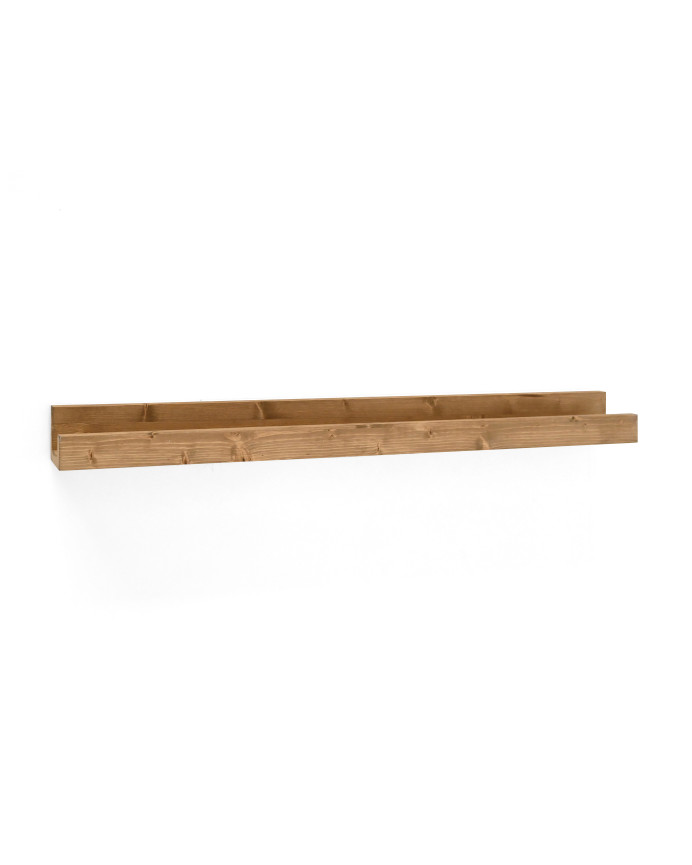 Pack of 4 solid wood floating shelves in dark oak tone, various sizes