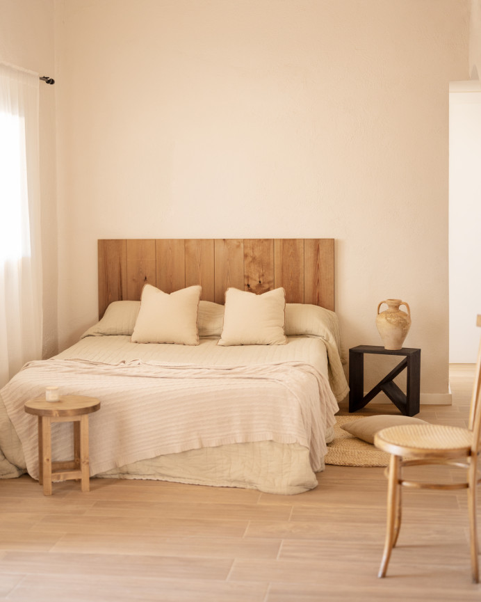 Pack 2 solid wood black-tone side tables in various sizes