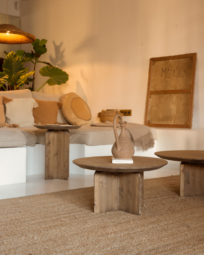 Solid dark oak round coffee table available in various sizes