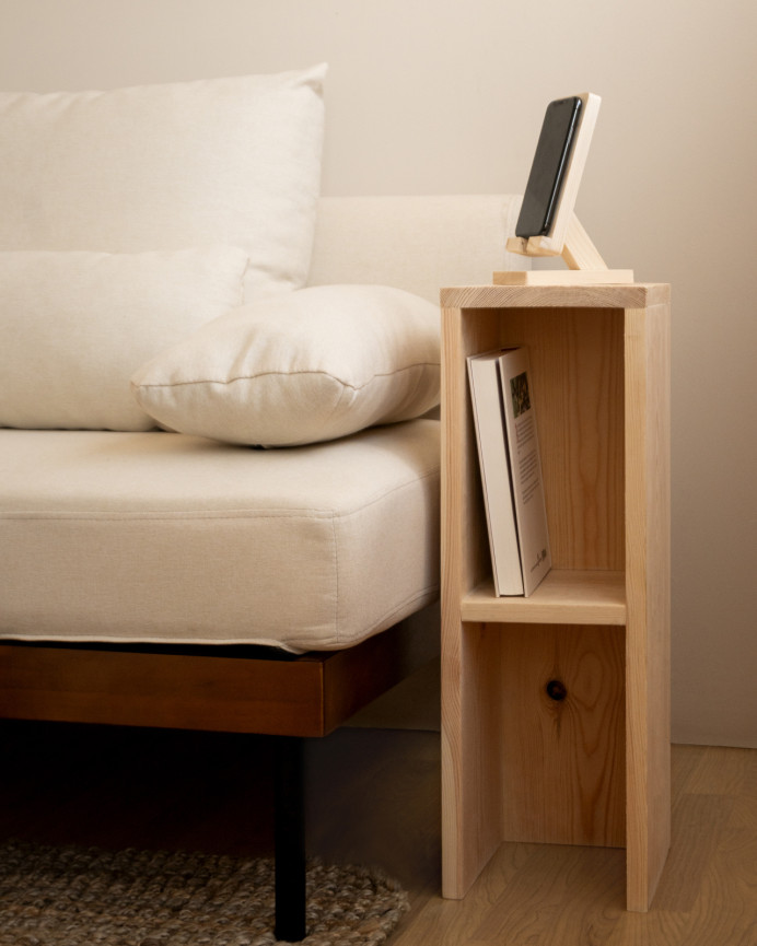 Solid wood bedside or auxiliary table in a natural tone measuring 60x20cm.