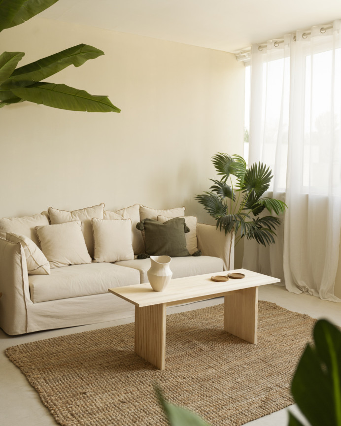 Solid wood coffee table in natural tone, 120cm.