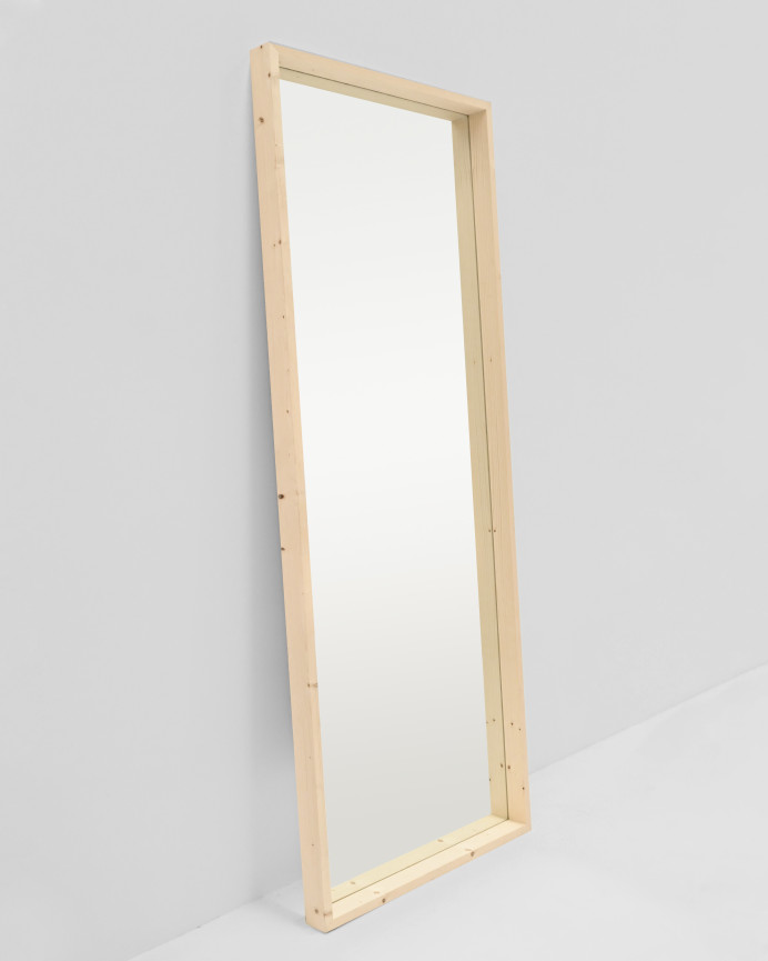 Solid wood natural tone mirror with wood effect in various sizes