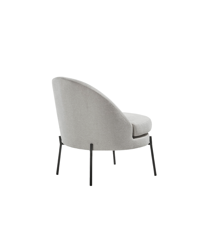 Metal armchair with foam and fiber seat in gray color measuring 78x71cm.