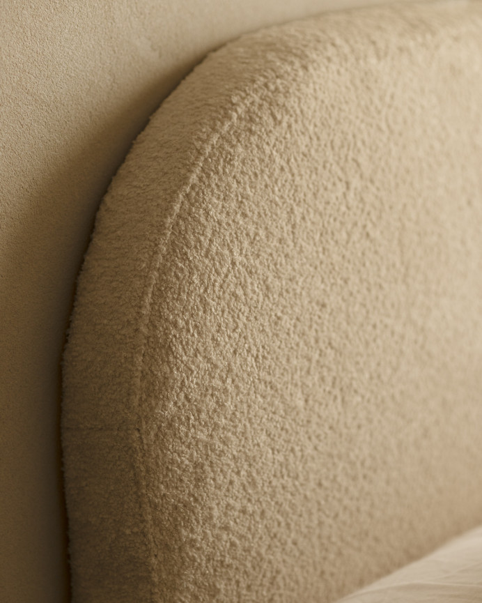 Upholstered removable beige bouclé headboard in various sizes
