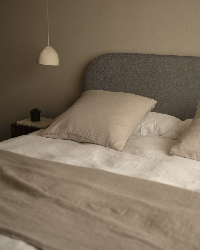 Dark gray bouclé headboard cover in various sizes