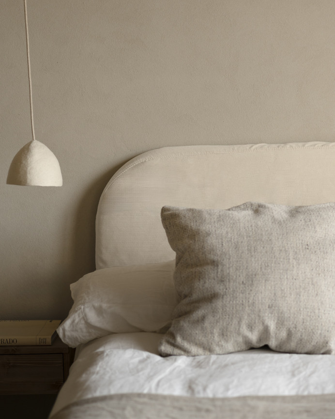 Beige corduroy headboard cover available in various sizes