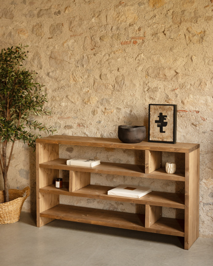 Solid dark oak wood bookcase measuring 80x140cm