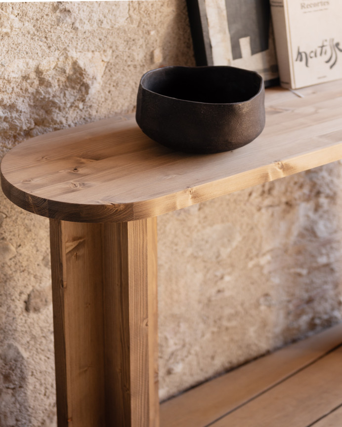 Solid dark oak wood console table measuring 120x80cm