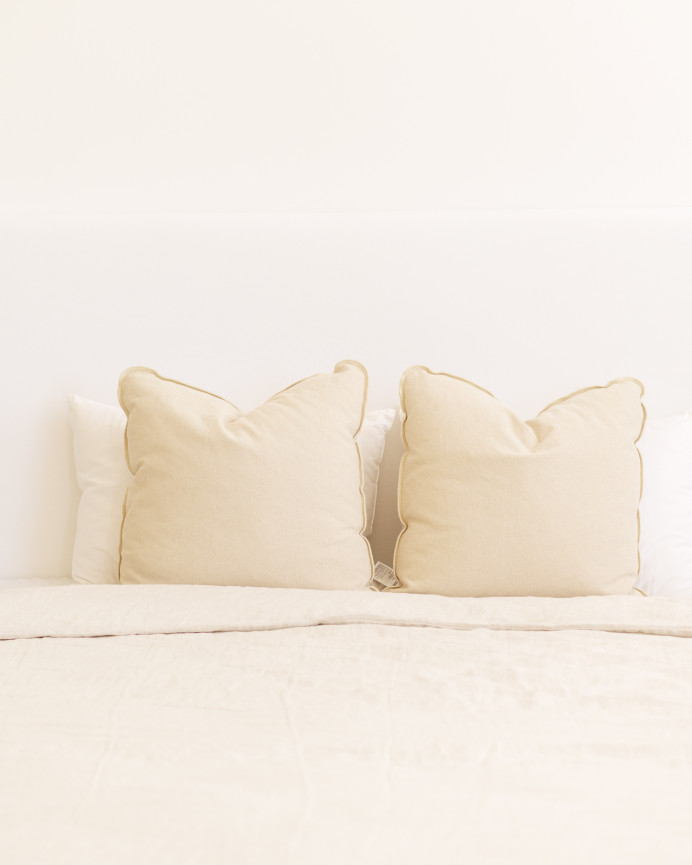 Upholstered cotton headboard in white color, available in various sizes