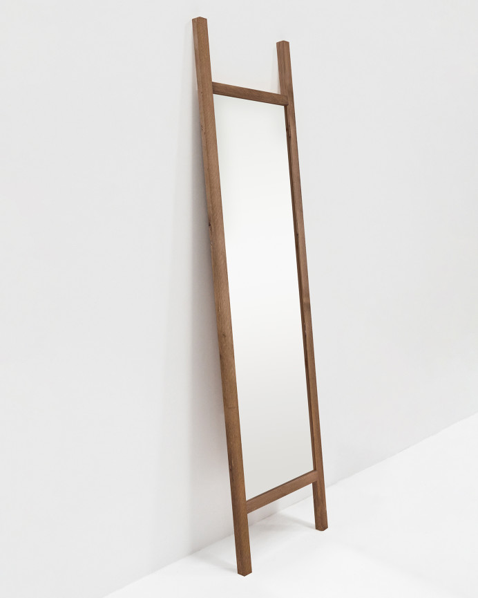Solid dark oak wood effect mirror 45x180cm