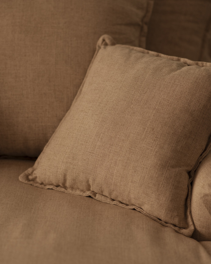 Cotton and linen armchair cover in terracotta color, 115x170cm.
