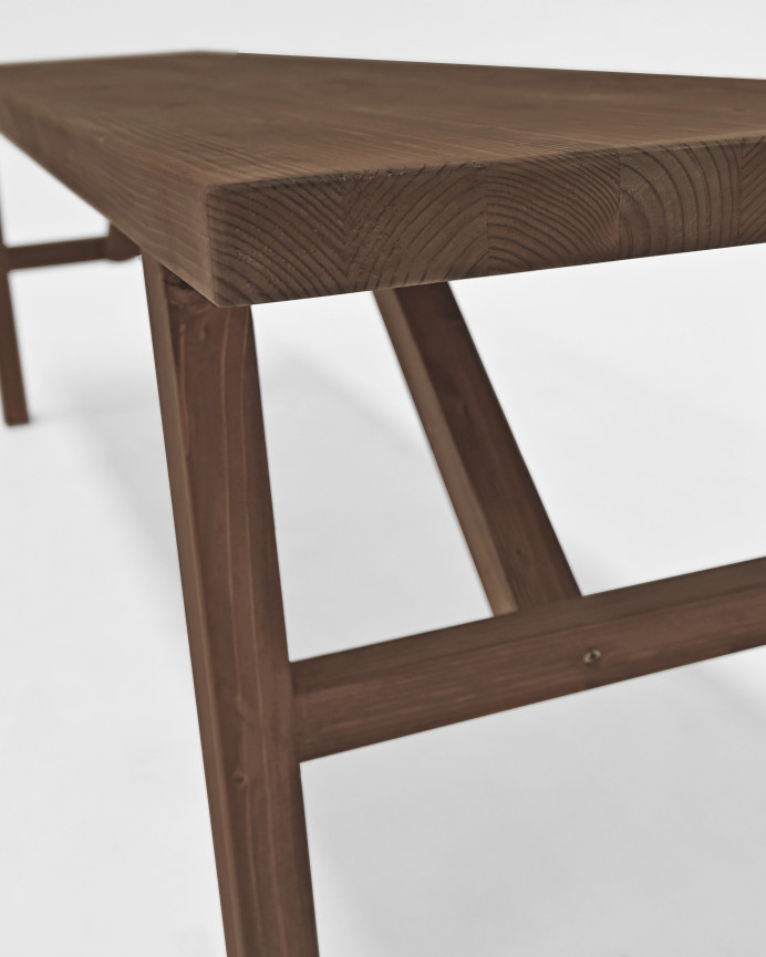 Solid walnut tone wooden bench of various sizes