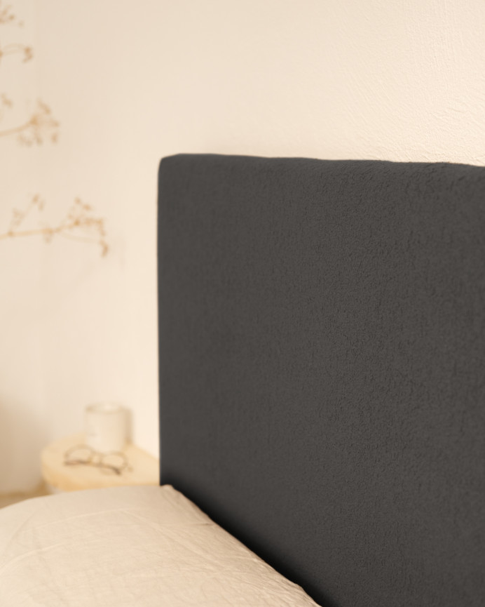 Upholstered cotton headboard in anthracite gray color in various sizes.