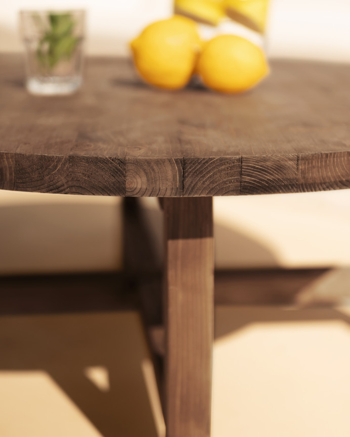 Solid wood round walnut finish coffee table available in various sizes