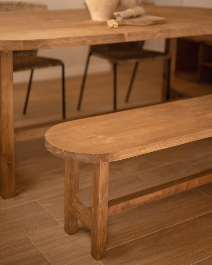 Solid wood bench in a dark oak tone of various sizes