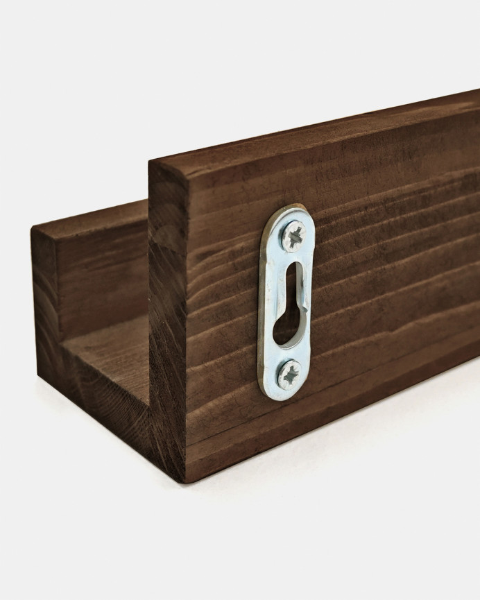 Pack 2 solid walnut tone floating wooden shelves in various sizes
