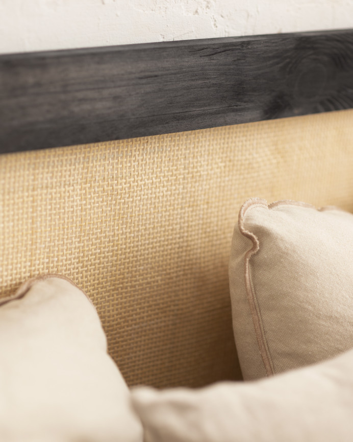 Solid wood headboard in black tone available in various sizes.