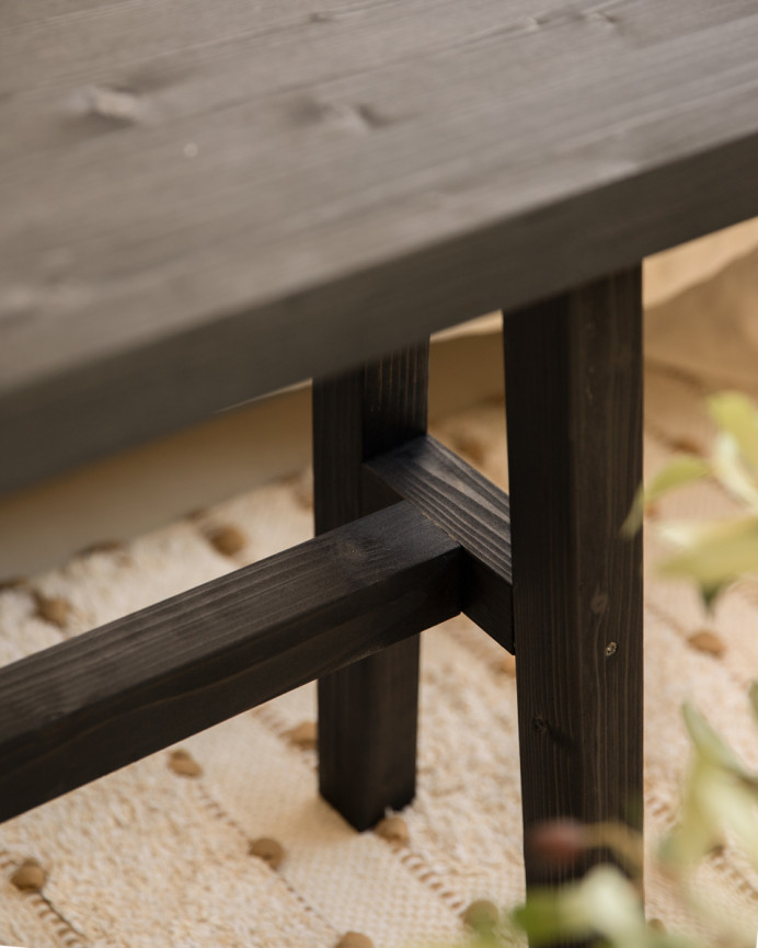 Solid wood stool in black tone, 100x50cm.