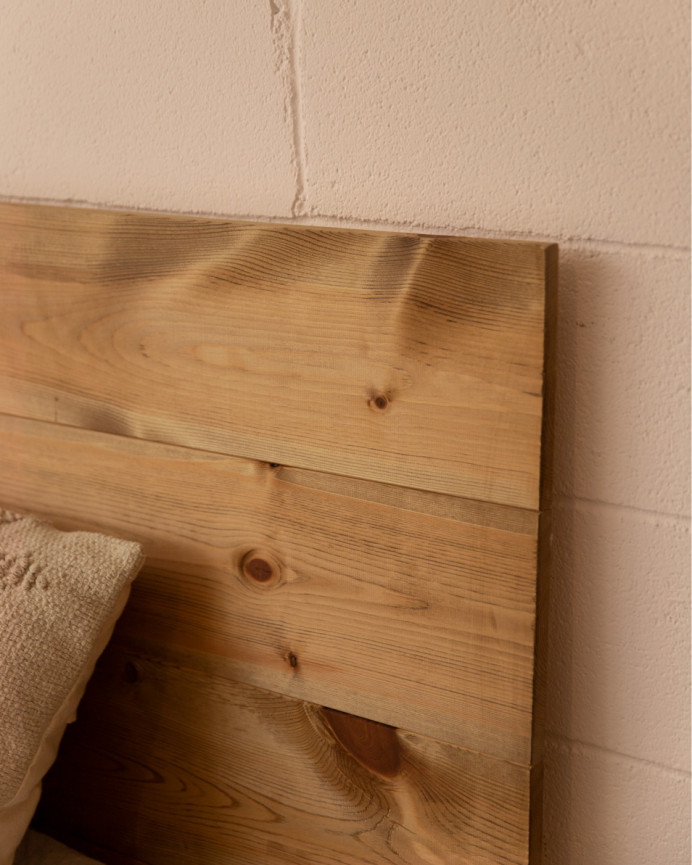 Pack solid wood headboard and floating bedside tables in dark oak tone of various sizes.