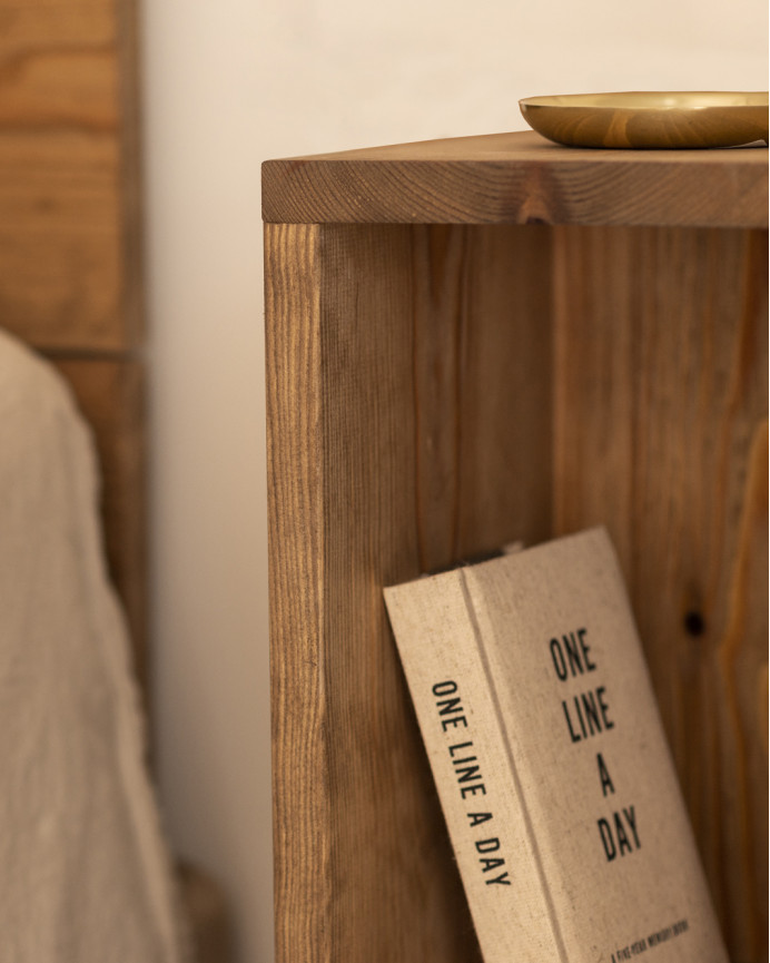 Pack solid wood headboard and dark oak tone nightstands in various sizes