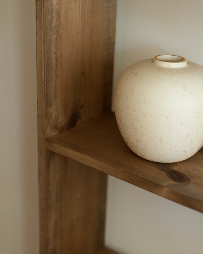 Solid wood dark oak tone shelving unit with 2 shelves