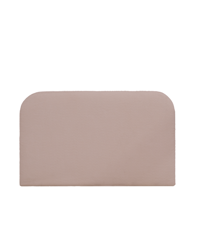Pink bouclé headboard cover available in various sizes.