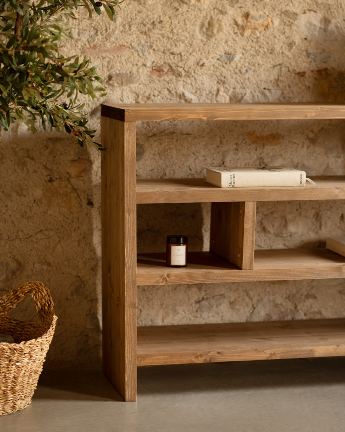 Solid dark oak wood bookcase measuring 80x140cm