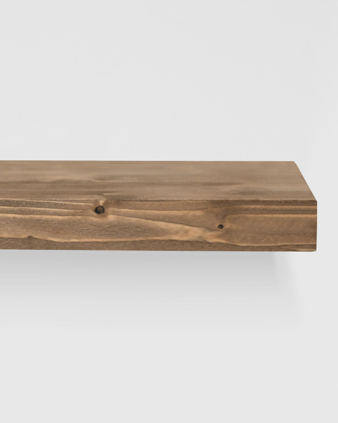 Pack of 2 floating solid wood shelves with dark oak finish in various sizes