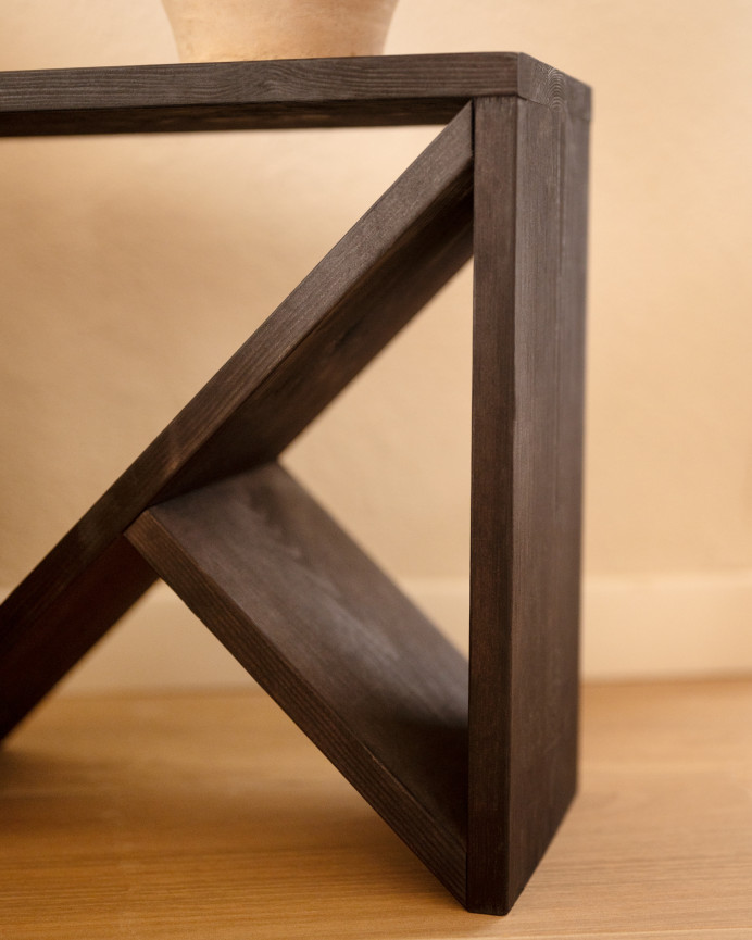 Pack 2 solid wood black-tone side tables in various sizes