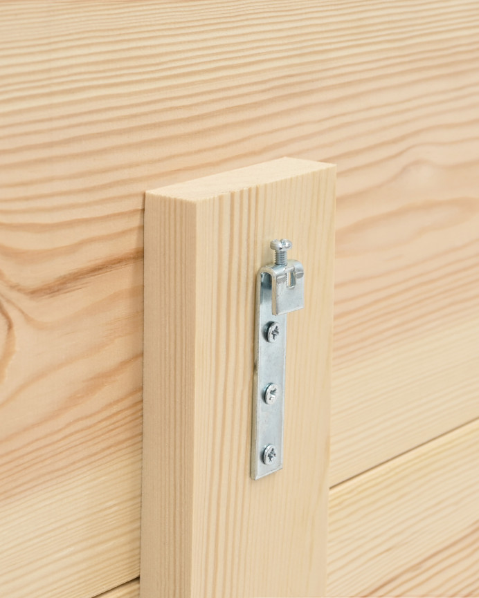 Pack headboard and solid oak bedside tables in dark oak tone in various sizes.