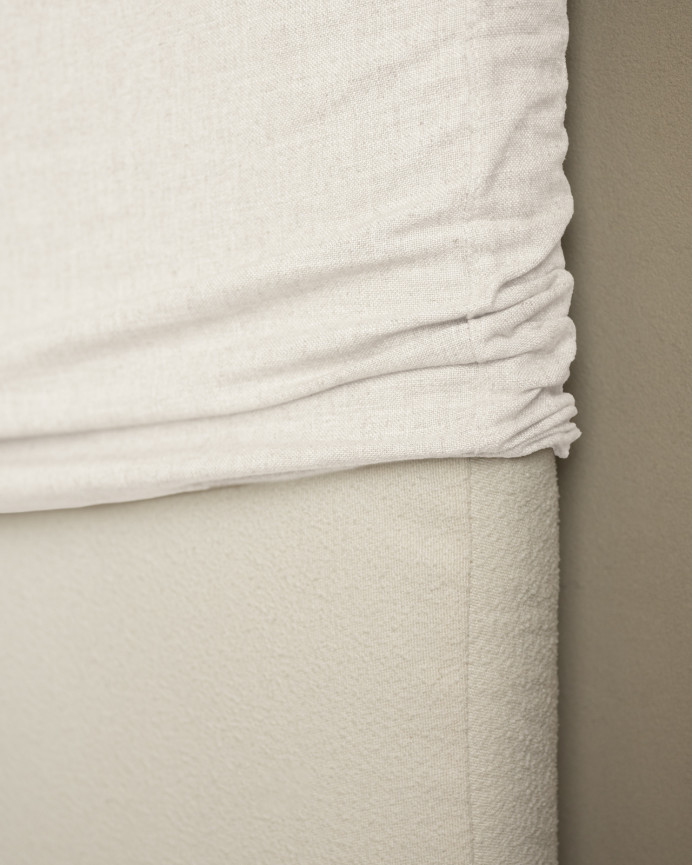 Upholstered headboard in white linen, removable cover, available in various sizes.