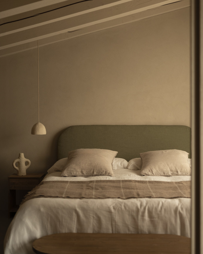 Green linen headboard cover in various sizes