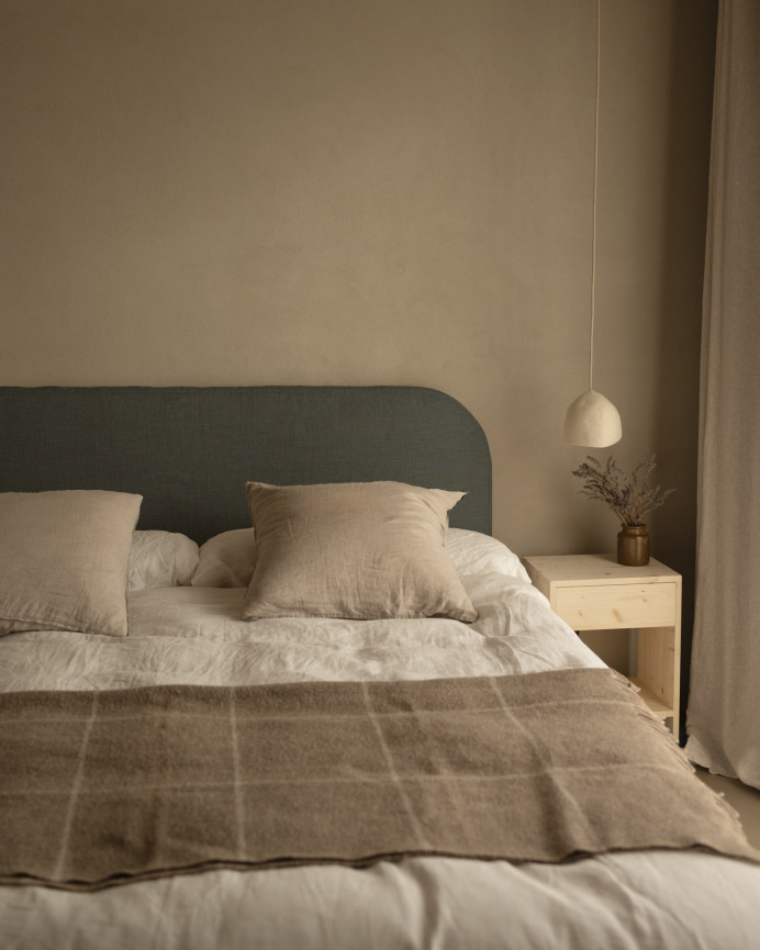Blue linen headboard cover in various sizes