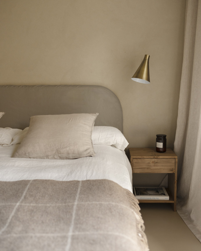 Upholstered headboard cover in brown taupe corduroy in various sizes.