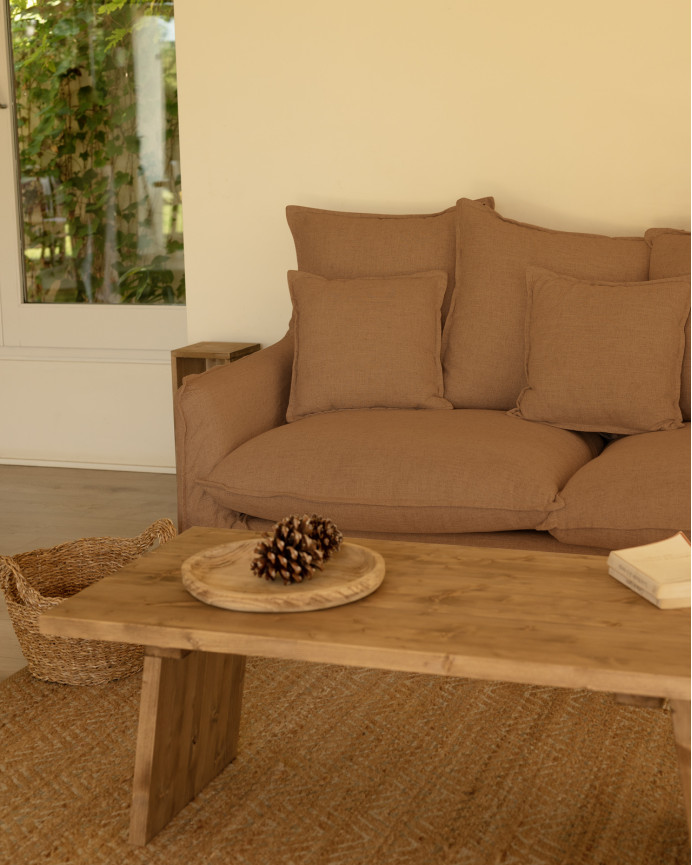 Cotton and linen sofa cover in terracotta color available in various sizes