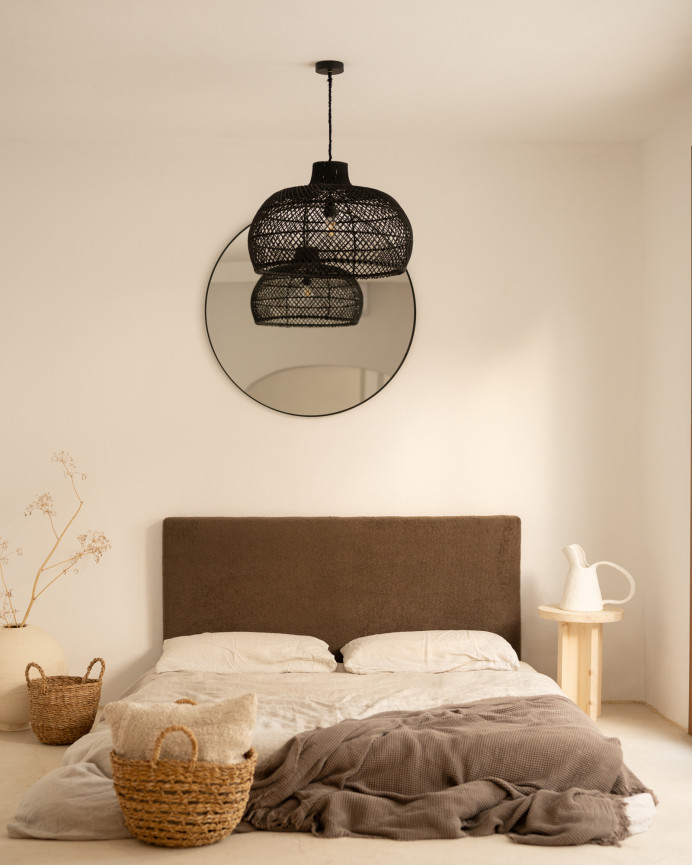 Cotton upholstered headboard in brown color in various sizes.
