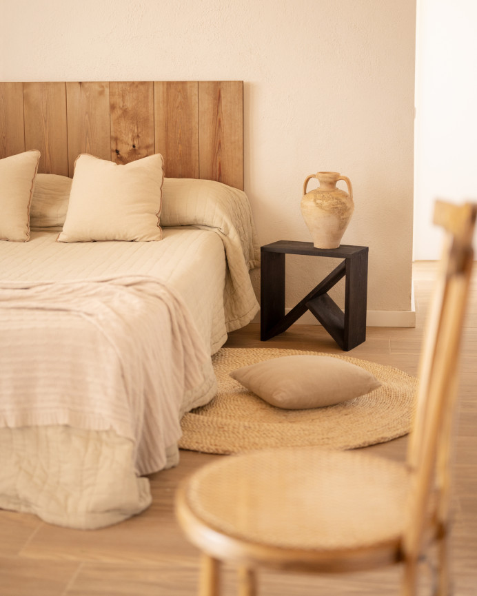 Pack 2 solid wood black-tone side tables in various sizes