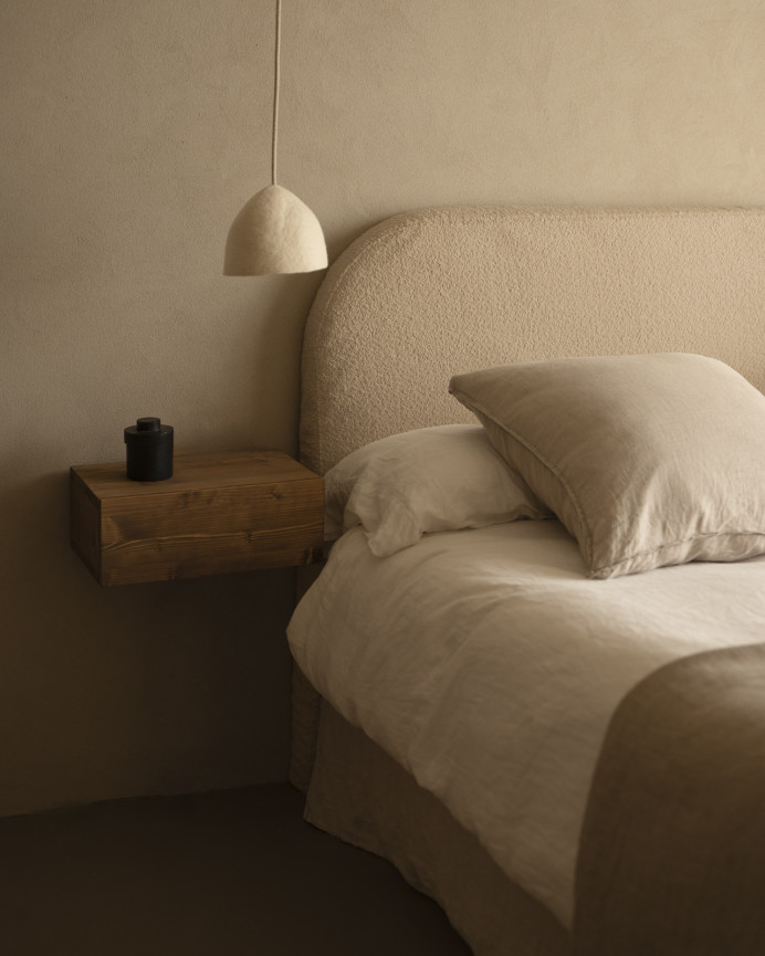 Upholstered removable beige bouclé headboard in various sizes
