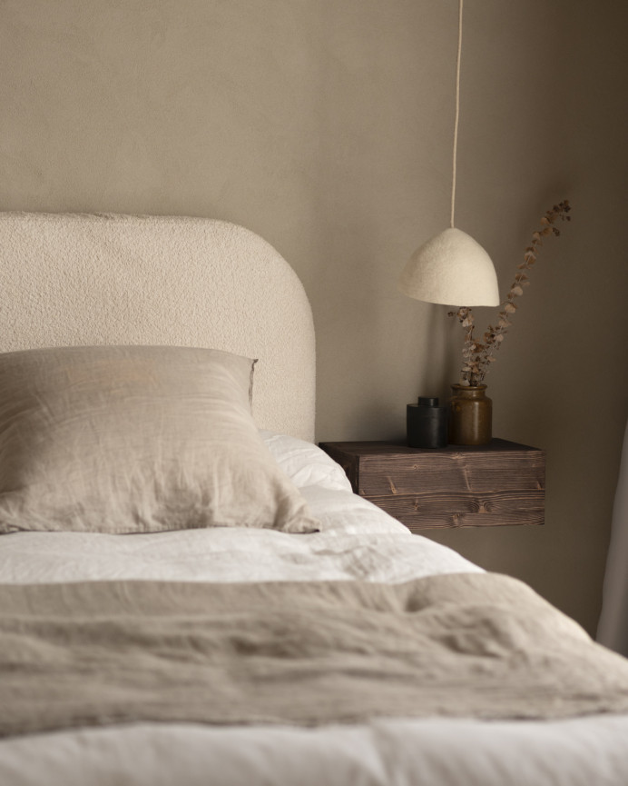 Upholstered white bouclé headboard with removable cover in various sizes