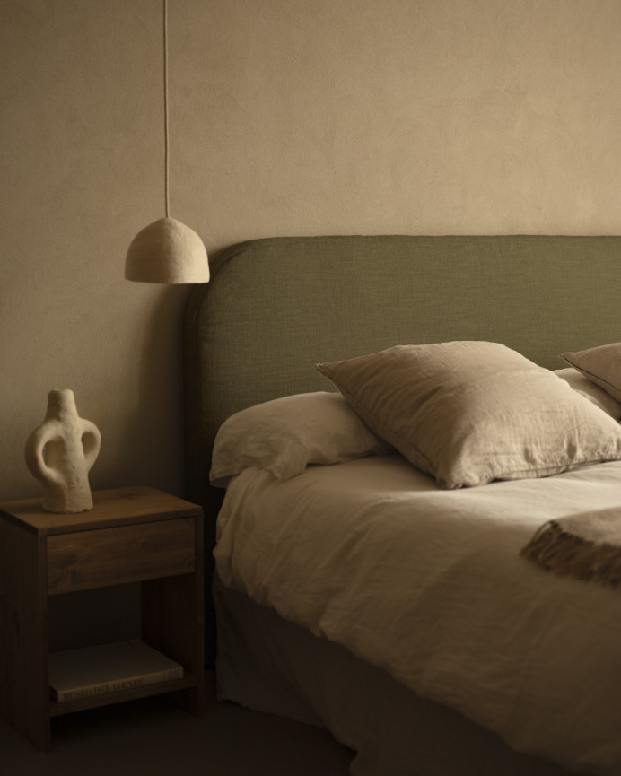 Green linen headboard cover in various sizes