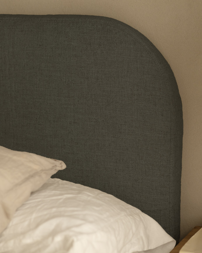 Blue linen headboard cover in various sizes