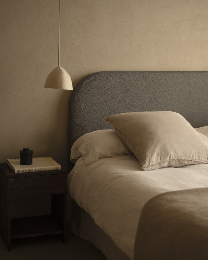 Dark gray bouclé headboard cover in various sizes